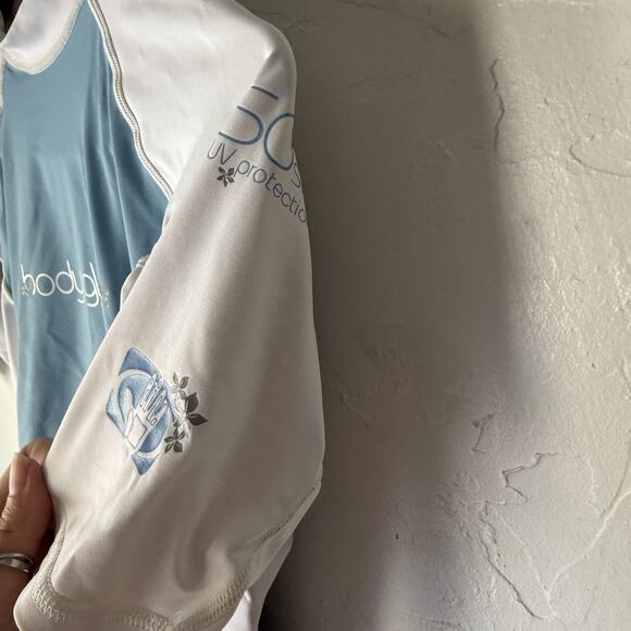 Body Glove Aura UV Shirt Large Blue White UPF 50 Sun Protection Swim Rash Guard - Picture 4 of 9